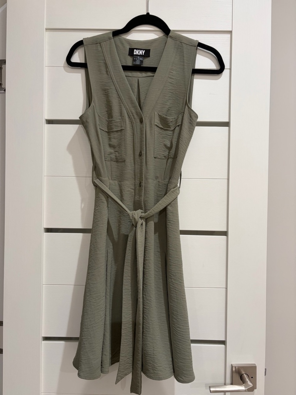 DKNY Sleeveless Button-Front Midi Dress in Sage